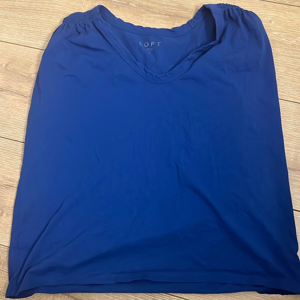 Loft Royal Blue Pleated Shoulder Muscle Tee